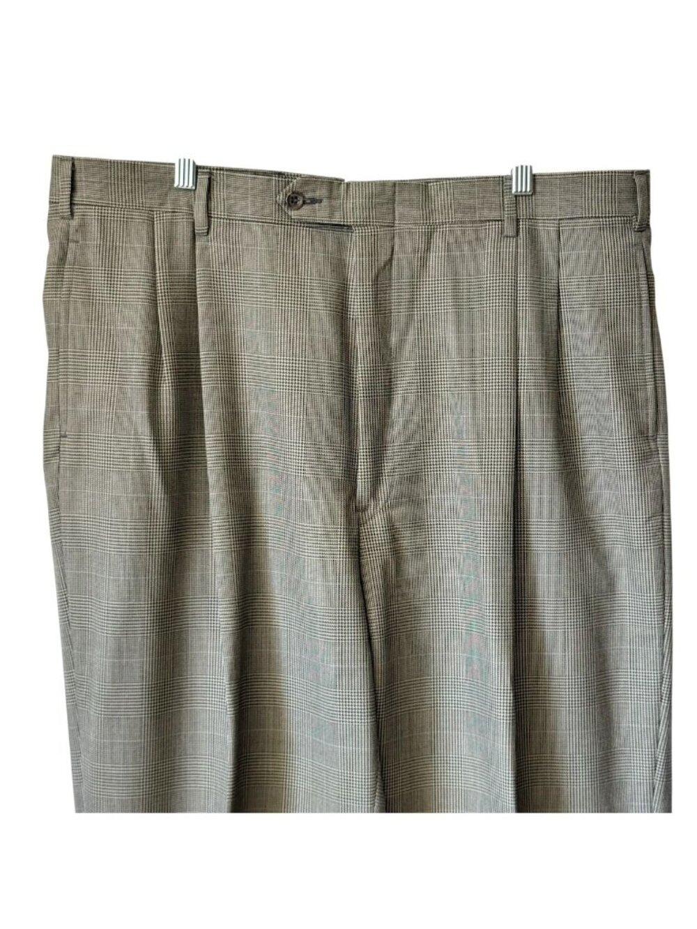 Joseph A. Bank Signature Collection Glen Plaid Beige & Black Suit 44L 2-Button 4 - Picture 10 of 16
